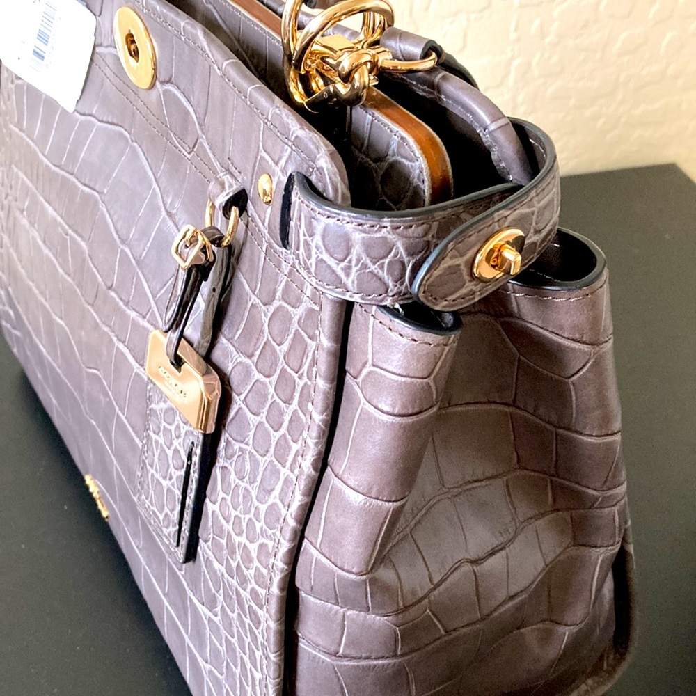 Coach GRAMERCY SATCHEL NWT Gray Croc-Embossed Handbag - Picture 4 of 16